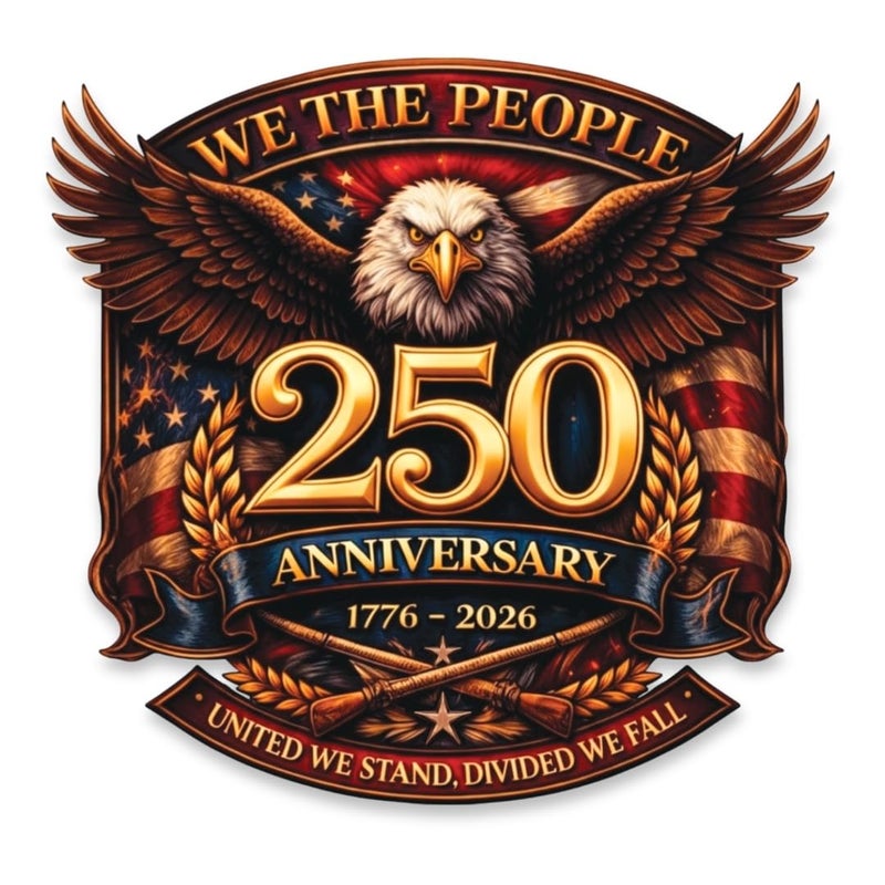 KATINAT 250 Anniversary USA Merchandise Car Stickers and Decals 2Pcs USA 250th Anniversary Vinyl Decals for Vehicles American Flag Patriotic Stickers We The People Cross Sticker for Car Truck Laptop - Image 3