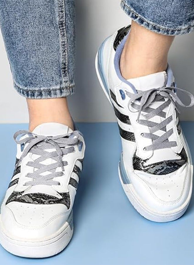 3 أزواج من أربطة الأحذية الرياضية المسطحة للأحذية الرياضية وأحذية الجري وأربطة الأحذية الطويلة (رمادي) - Image 3