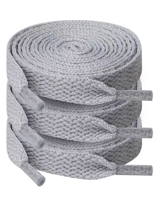 3 أزواج من أربطة الأحذية الرياضية المسطحة للأحذية الرياضية وأحذية الجري وأربطة الأحذية الطويلة (رمادي) - Image 1