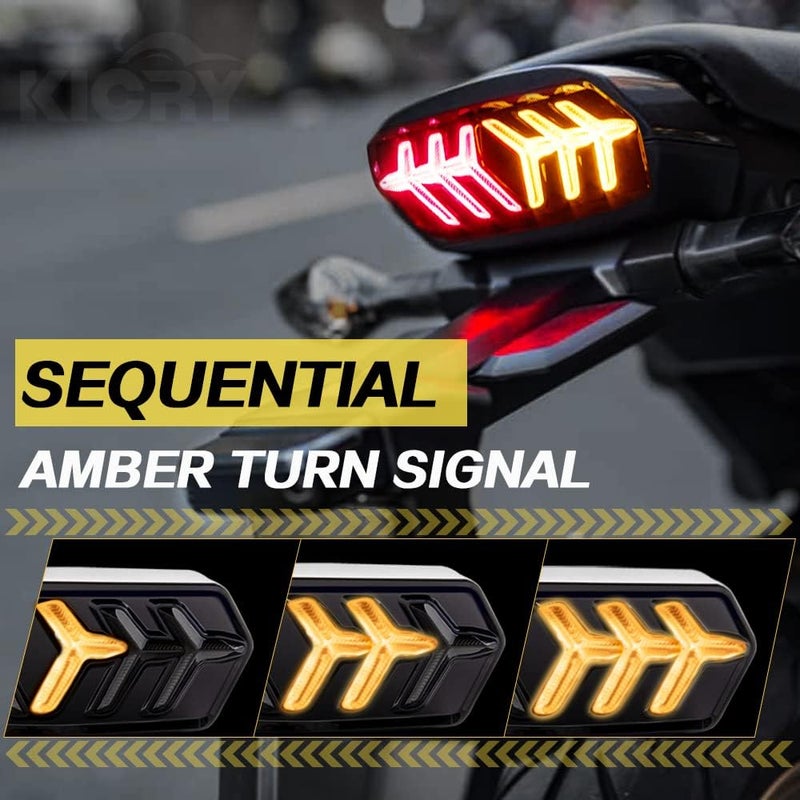 KICRY Tail Light with Turn Signals Led Integrated Motorcycle Brake Taillight Compatible with GROM MSX125/SF CBR650F CTX700 CTX700N(Smoke Lens) - Image 4