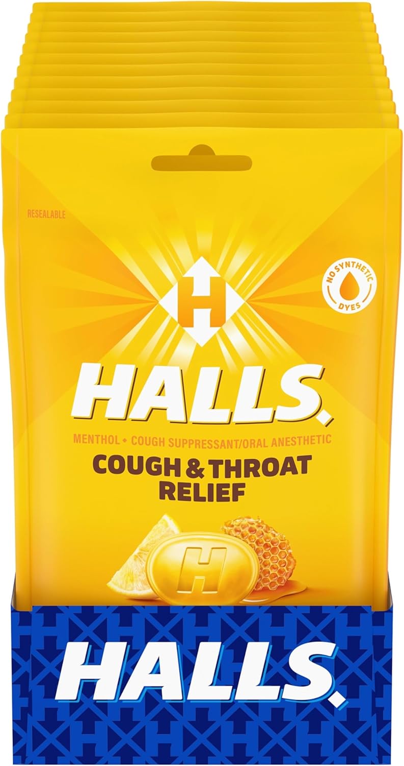 HALLS Relief Honey Lemon Cough Drops - 30 Count Drops (Pack of 12) - Image 1