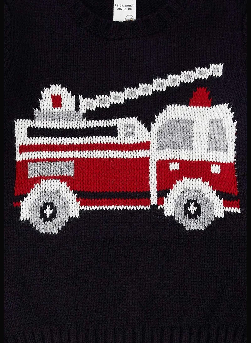 ديفاكتو Long Sleeve Firetruck Print Jumper