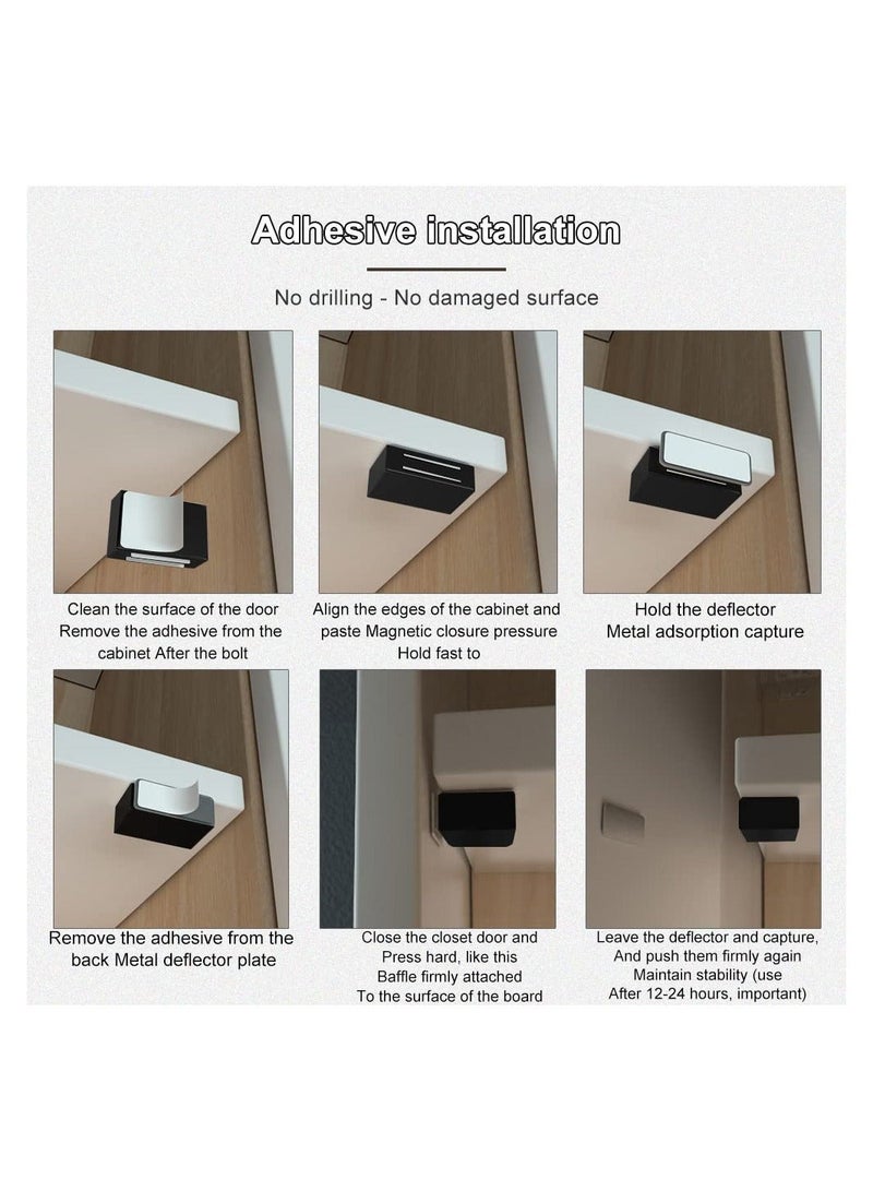 Y&D Cabinet Magnetic Catch Adhesive, 8 Pack Door Strong Magnet Latch Kitchen for Cupboard Closure Closet Closing Drawer Black - Image 4
