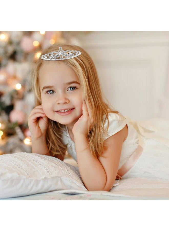 Cinaci 8 Pack Silver Metal Sparkly Glitter Rhinestone Crown Headbands Wedding Prom Birthday Party Princess Hair Tiaras Clasps Accessories for Kids Girls Teens Women Brides - Image 2