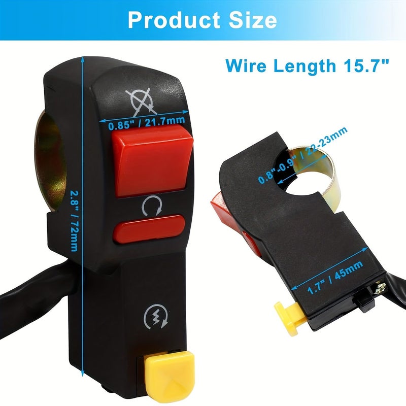Green Red 7/8 Inch Left Starter Kill Light Switch Assembly For Motorcycle ATV Dirt Bike - Image 2