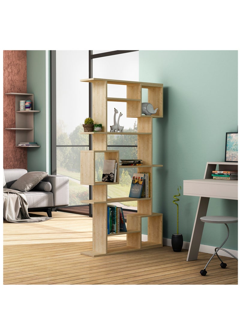 Mourah Home Soto Bookcase, Modern Book shelf Cabinet 7 Tier, Multi Storage Bookshelf Rack, Display Unit for Bedroom, Living Room, Floor-Standing Cabinet - 25x173x92cm - Oak - Image 2