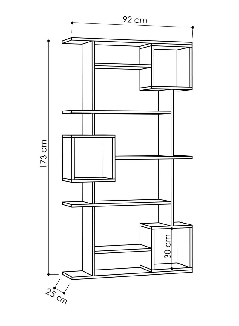 Mourah Home Soto Bookcase, Modern Book shelf Cabinet 7 Tier, Multi Storage Bookshelf Rack, Display Unit for Bedroom, Living Room, Floor-Standing Cabinet - 25x173x92cm - Oak - Image 5