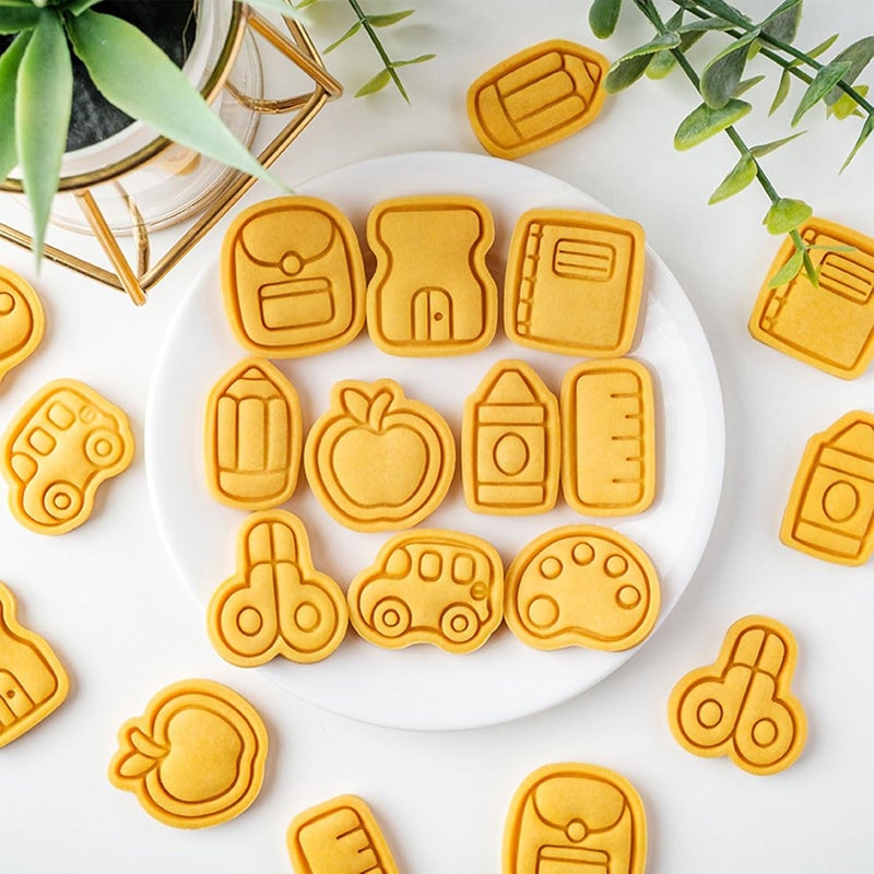 Fun and Safe Cookie Cutting Back to School School Supplies Stamps Press for Easy Baking Homemades Easy Press Stamps - Image 2