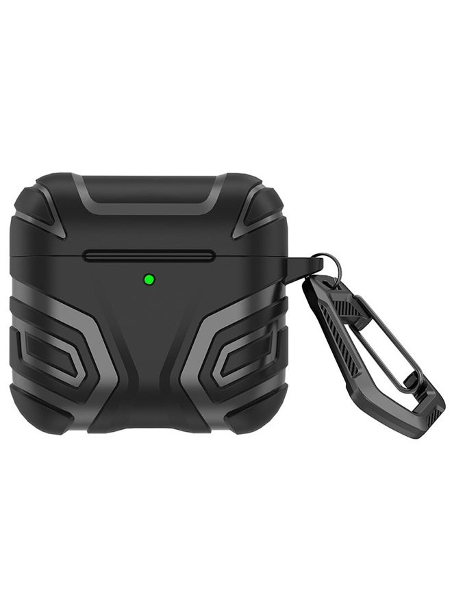 O Ozone Rugged Case for Airpods 4 Case Cover with Keychain, Full Body Shockproof Hard Protection Headphone Case Cover for Airpods 4th Generation- Black  - Image 1