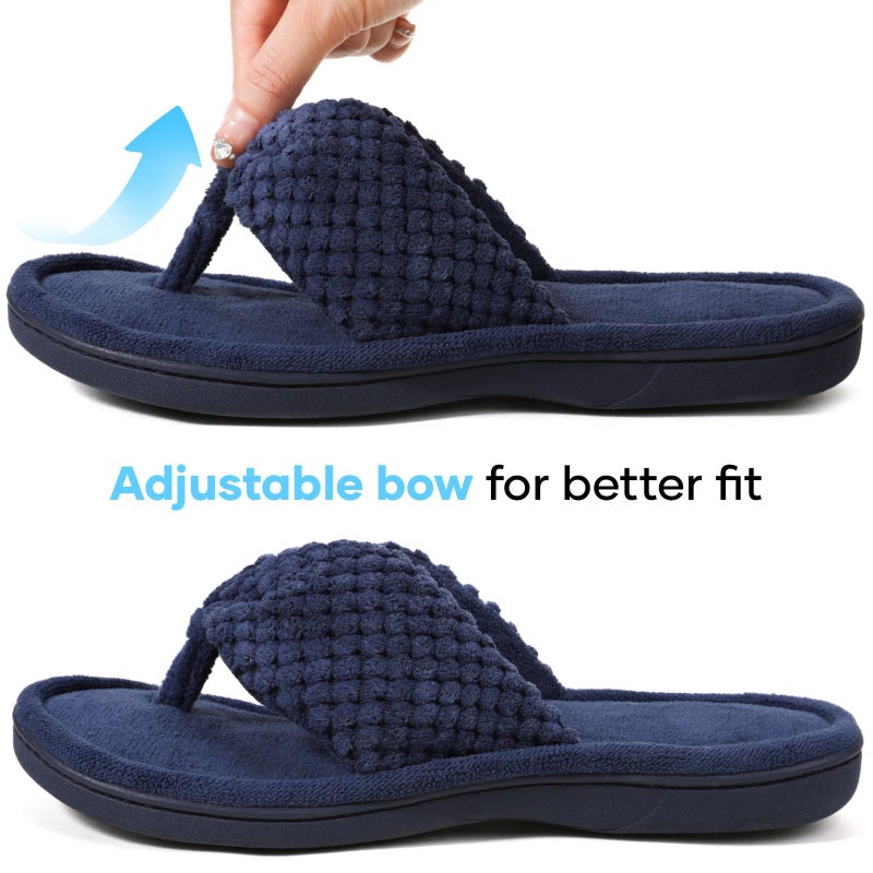 ULTRAIDEAS Women's Popcorn Flip Flop House Slipper with Memory Foam (Navy, Size 7-8) - Image 5