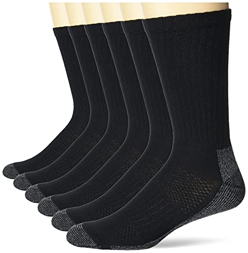 Hanes mens Crew Socks, 6-pair Pack Work Sock, Black, 6 12 US - Image 1