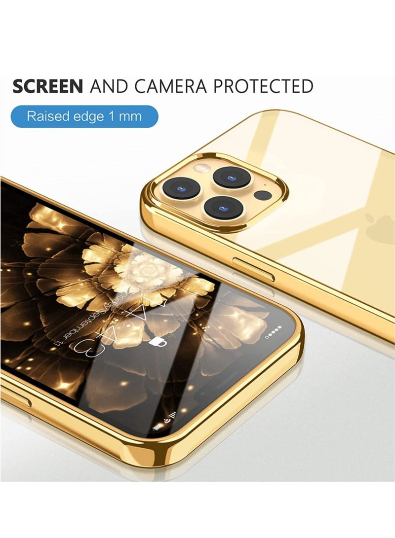 ELTRAZONE Compatible for iPhone 14 Pro Max Clear Case (2022, Crystal Transparent Cover Shockproof Protective Bumper Shell with Electroplated Mirror Edge for iPhone 14 Pro Max Gold - Image 5