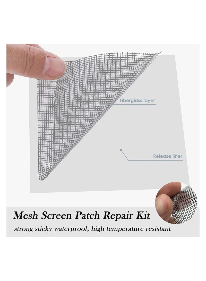 KASTWAVE Self-Adhesive Window Screen Repair Patches Kit, 20 Sheets 4 Size Screen Door Replacement Repair Kit Fiberglass Mesh Wall Repair Patches Drywall Tools Wall Hole Quick Repair Patch - Image 2