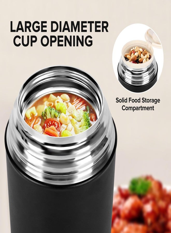 TSAKBAM Thermo for Hot Food, Insulated Food Container Reusable Stainless Steel Double-Walled Vacuum Insulated with Foldable Spoon for Camping, Outdoor, Travel (Black, 35 Oz) - Image 5