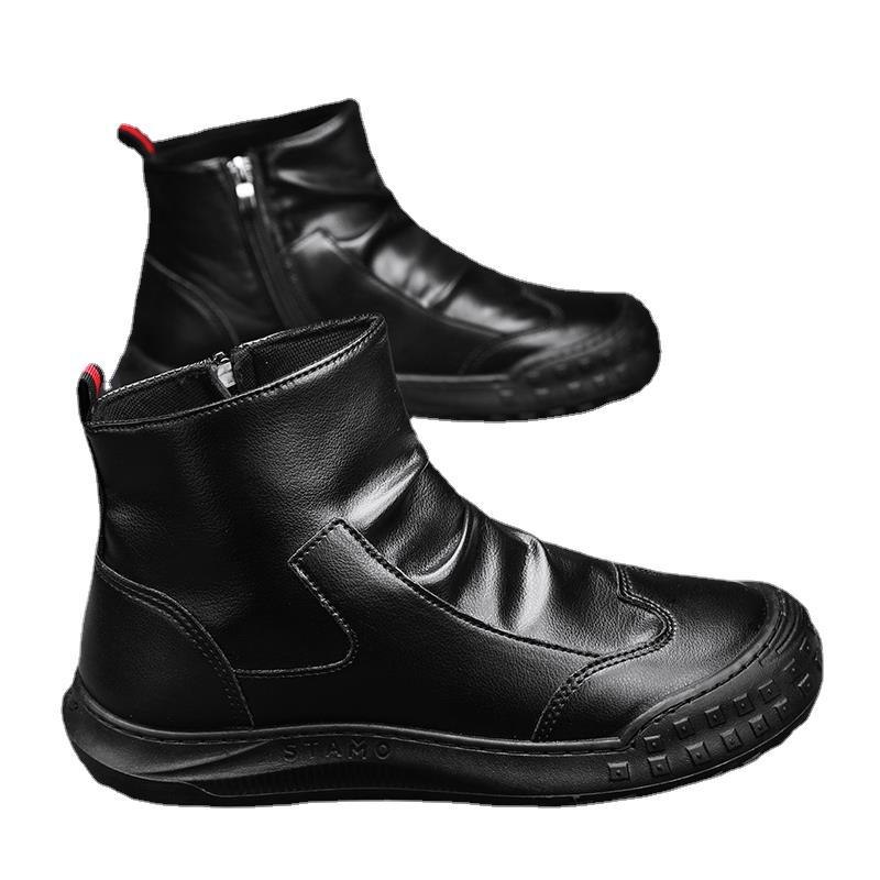 Labor Mens Shoes Winter fleece-lined Cotton Shoes High-top British Style Retro Outdoor Mountaineering Tooling Martin Boots Khakis - Image 4