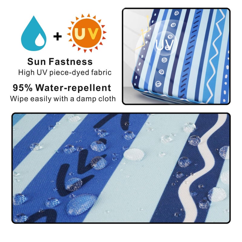 NettyPro Outdoor Cushion Slipcovers 24 x 24 inch Waterproof Patio Furniture Chair Seat Cushion Covers with Zipper and Tie, Replacement Cover Only, Stripes Blue - Image 2