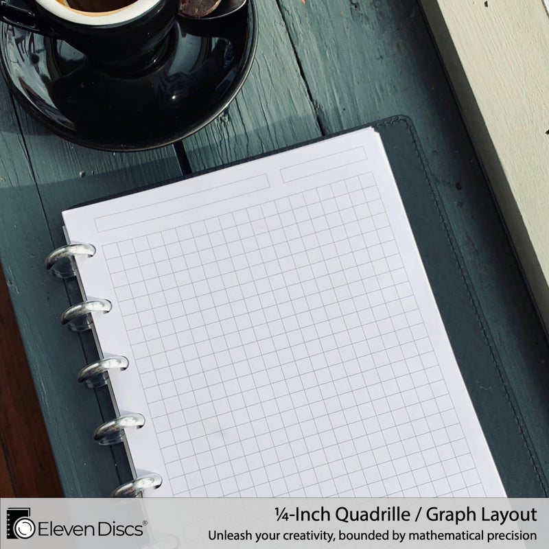 Eleven Discs Discbound Paper, Junior Size Square Grid Sheets - Premium 120gsm Heavyweight Notebook & Planner Refills - 8 Discs, 5.5 x 8.5 in - Punched for Circa, Arc, TUL (50 Sheets) - Image 3