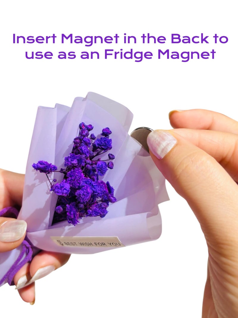WARMINGO DE Mini Bouquet for Valentine’s Day Gift | Cute Flower Fridge Magnet with Home Decor Use for Girlfriend, Wife & Boyfriend (Purple) - Image 3