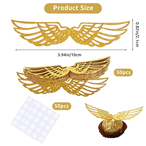 Sliverdew 50PCS Wizard Party Chocolate Decoration Wings Chocolate Decoration, Wings Wafer Cupcake Toppers with 50pcs Glue Point, Wafer Cupcake Toppers for Anniversary Birthday Wedding - Image 2
