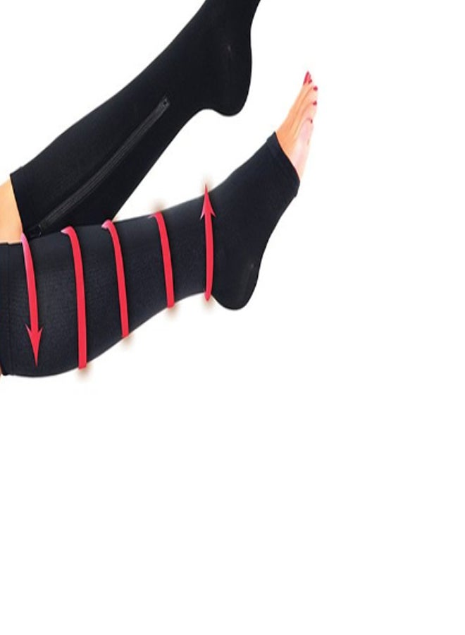 طقم جوارب ضغط بسحاب مكون من قطعتين أسود - Image 3