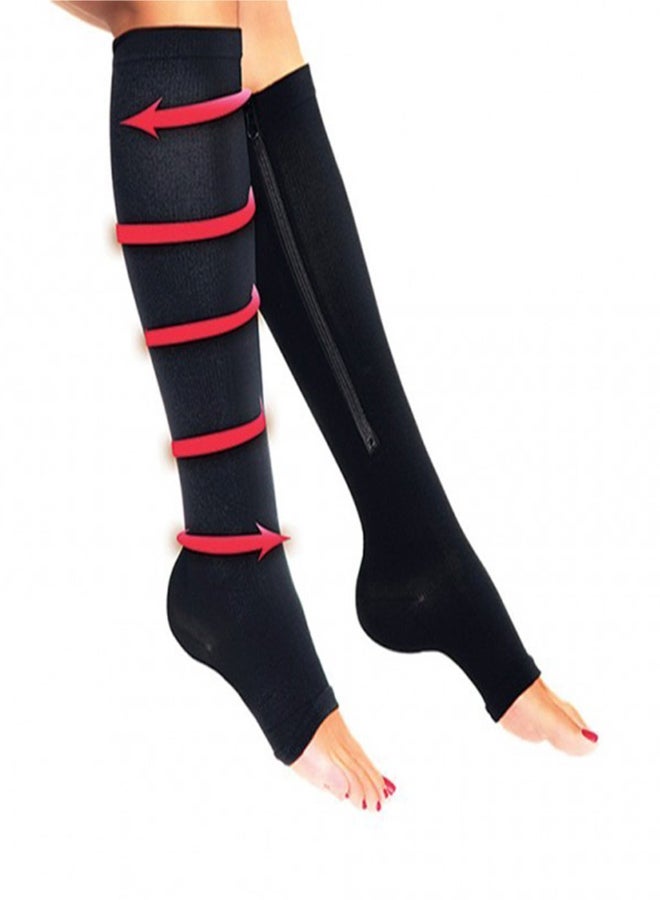 طقم جوارب ضغط بسحاب مكون من قطعتين أسود - Image 2