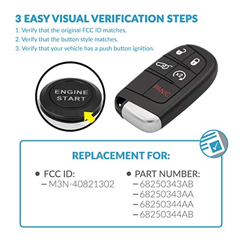 Keyless2Go Replacement for 5 Button Proximity Remote Smart Key for Jeep Compass M3N-40821302 68250343 AB - Image 4