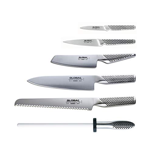 Global Takashi 7 piece Knife Block Set - Lightweight Japanese Stainless Steel, Razor-Sharp Edge, Made in Japan (G-2, G-9, G-72, GS-5, GSF-15, GSF-22, Wooden Knife Block), G-79587AU - Image 2