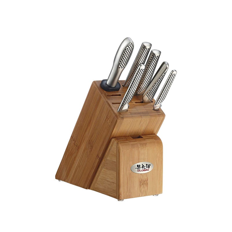 Global Takashi 7 piece Knife Block Set - Lightweight Japanese Stainless Steel, Razor-Sharp Edge, Made in Japan (G-2, G-9, G-72, GS-5, GSF-15, GSF-22, Wooden Knife Block), G-79587AU - Image 5