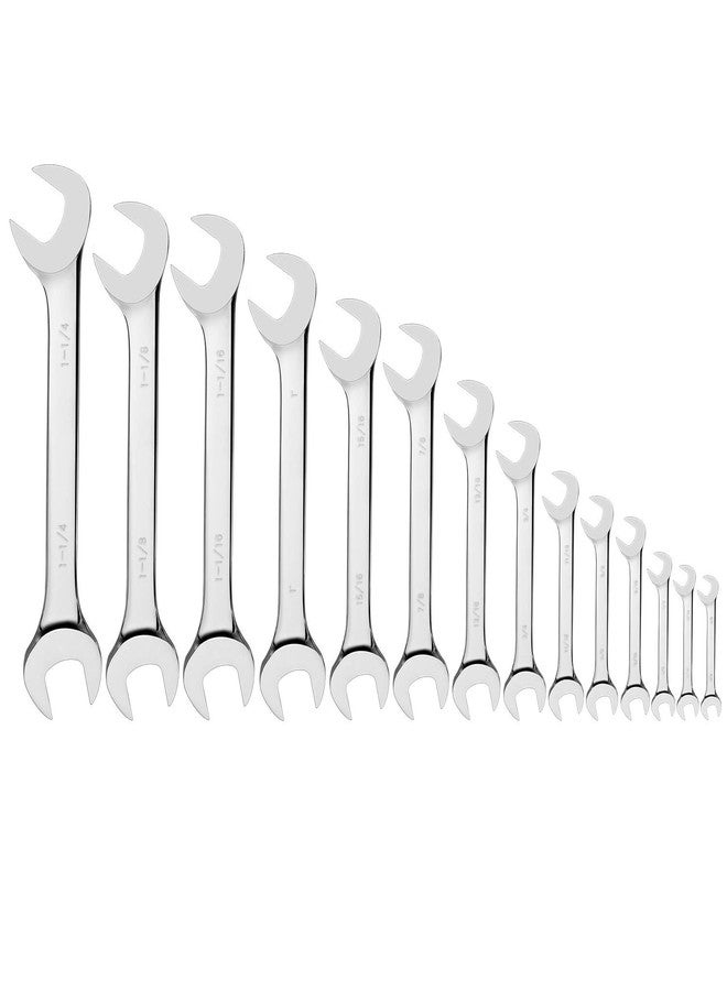 EFFICERE 14-Piece Premium Angle Head Open End Wrench Set, Chrome Vanadium Steel | Include Standard Inch Sizes 3/8, 7/16, 1/2, 9/16, 5/8, 11/16, 3/4, 13/16, 7/8, 15/16, 1, 1-1/16, 1-1/8, 1-1/4 with Storage Rack - Image 2
