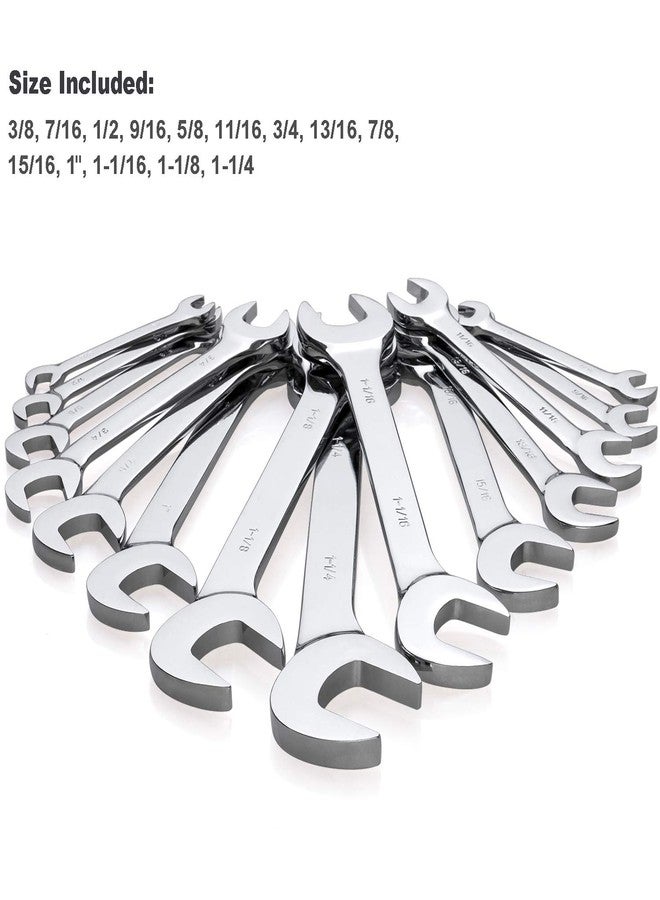 EFFICERE 14-Piece Premium Angle Head Open End Wrench Set, Chrome Vanadium Steel | Include Standard Inch Sizes 3/8, 7/16, 1/2, 9/16, 5/8, 11/16, 3/4, 13/16, 7/8, 15/16, 1, 1-1/16, 1-1/8, 1-1/4 with Storage Rack - Image 3