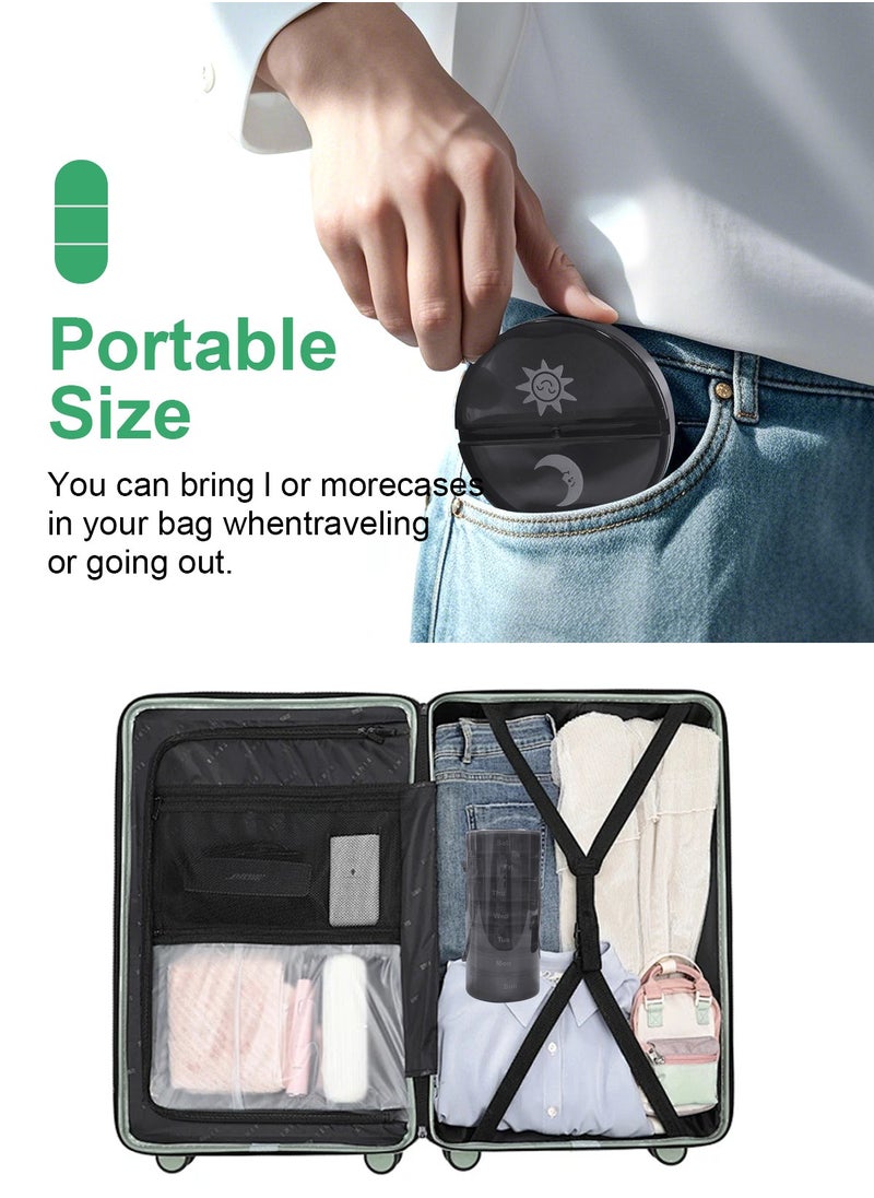 HomarKet Portable Pill Organizer - 2 Daily Compartments for a Week - Travel-Friendly, Light-Resistant Pill Box - Ideal for Vitamins Medication Supplements  - Image 3