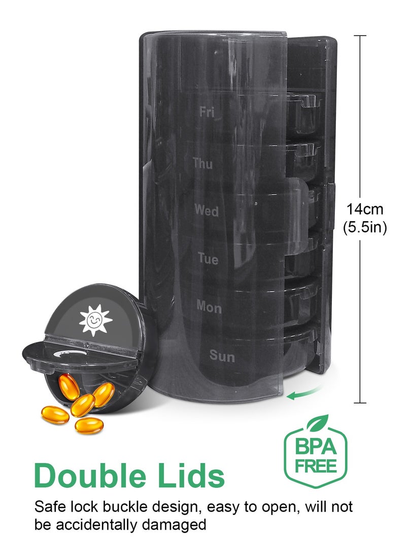 HomarKet Portable Pill Organizer - 2 Daily Compartments for a Week - Travel-Friendly, Light-Resistant Pill Box - Ideal for Vitamins Medication Supplements  - Image 5