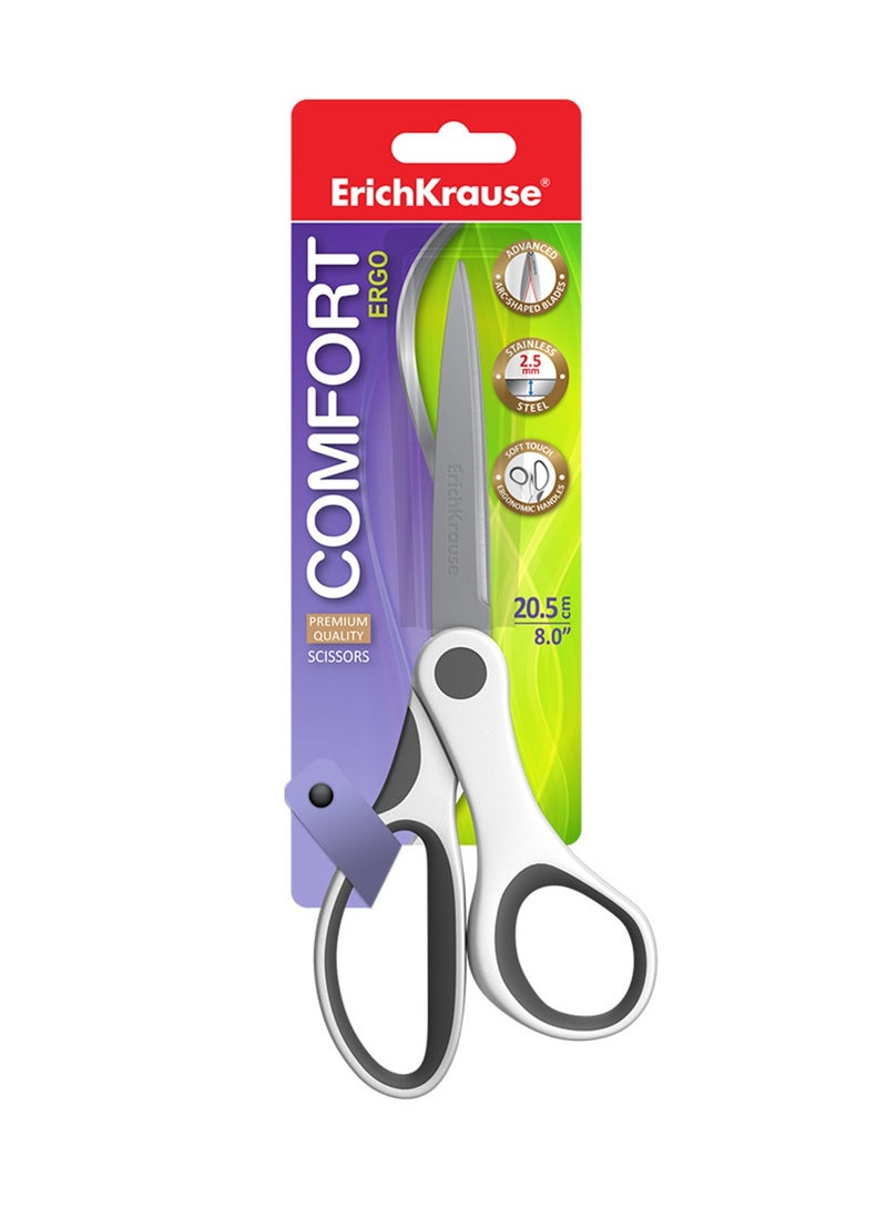 ErichKrause 1-Piece Comfort Ergo Stainless Steel Scissors 20.5cm Size Assorted Handles - Image 1