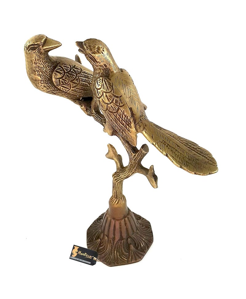 Two Moustaches Brass Love Birds on Tree Showpiece for Home Decor 9 Inches 105 Kg Home Decor Show Piece Figurines for Home Decor Home Decor Artifacts Standard Multicolour 1 Piece - Image 4