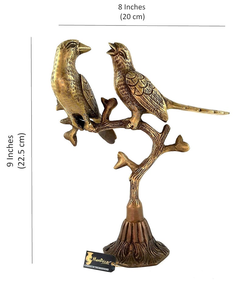 Two Moustaches Brass Love Birds on Tree Showpiece for Home Decor 9 Inches 105 Kg Home Decor Show Piece Figurines for Home Decor Home Decor Artifacts Standard Multicolour 1 Piece - Image 5