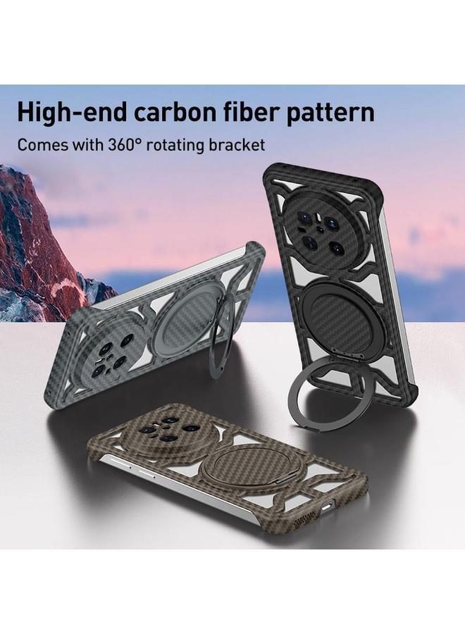 S-TOP Case For Huawei P60 / P60 Pro Hollow Carbon Fiber Rotating Bracket MagSafe Phone Case - Image 2