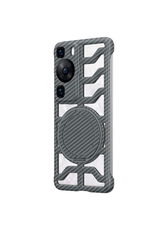 S-TOP Case For Huawei P60 / P60 Pro Hollow Carbon Fiber Rotating Bracket MagSafe Phone Case - Image 1