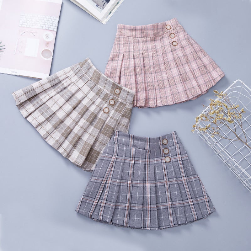 Girls Skirt Pleated Skirt 2025 Preppy Style Kidsren'S Plaid Skirt Fashionable Little Girl Skirt - Image 2