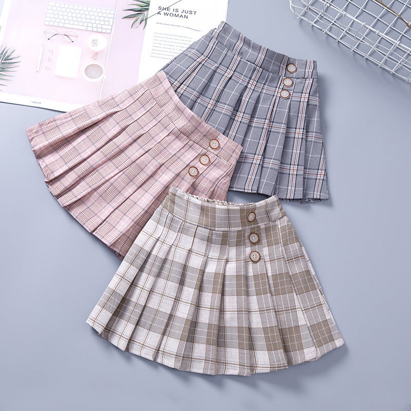 Girls Skirt Pleated Skirt 2025 Preppy Style Kidsren'S Plaid Skirt Fashionable Little Girl Skirt - Image 3
