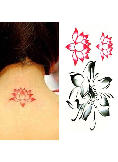Oottati Small Cute Temporary Tattoo Lotus Lotus Flower (Set of 2) 