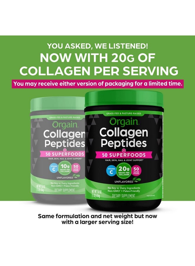Orgain Hydrolyzed Collagen Peptides Powder + Superfoods 20G Grass Fed Collagen Hair Skin Nail & Joint Support Supplement Paleo & Keto Nongmo Type I And Iii 1Lb (Packaging May Vary) - Image 4