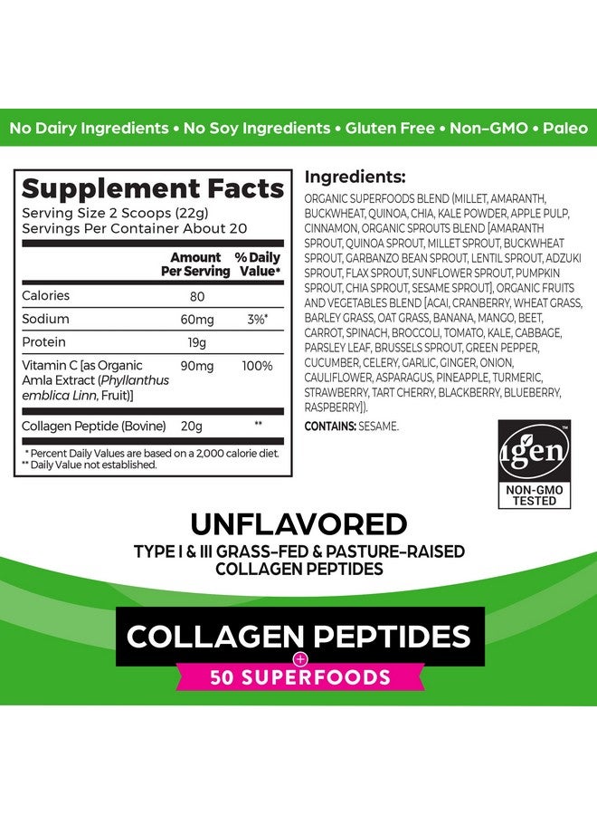 Orgain Hydrolyzed Collagen Peptides Powder + Superfoods 20G Grass Fed Collagen Hair Skin Nail & Joint Support Supplement Paleo & Keto Nongmo Type I And Iii 1Lb (Packaging May Vary) - Image 3