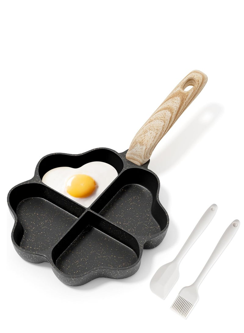 مقلاة عجة البيض، 4 أكواب من الجرانيت غير اللاصق، مقلاة إفطار، وعاء لطهي البيض مناسب لموقد الغاز وتعليمات المطبخ الحثي، خالية من PFOA وPFOS ومحطوطة على شكل قلب. - Image 1