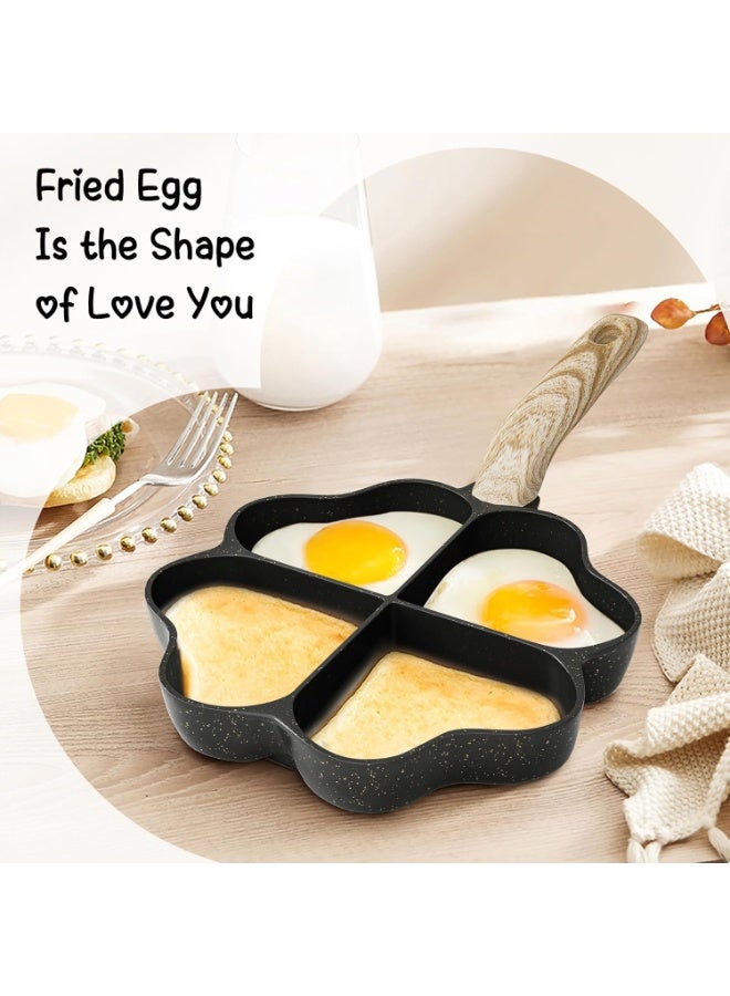 مقلاة عجة البيض، 4 أكواب من الجرانيت غير اللاصق، مقلاة إفطار، وعاء لطهي البيض مناسب لموقد الغاز وتعليمات المطبخ الحثي، خالية من PFOA وPFOS ومحطوطة على شكل قلب. - Image 4