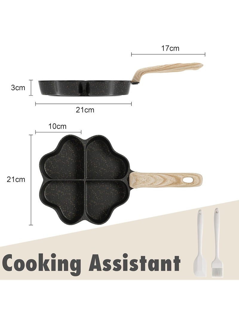 مقلاة عجة البيض، 4 أكواب من الجرانيت غير اللاصق، مقلاة إفطار، وعاء لطهي البيض مناسب لموقد الغاز وتعليمات المطبخ الحثي، خالية من PFOA وPFOS ومحطوطة على شكل قلب. - Image 2