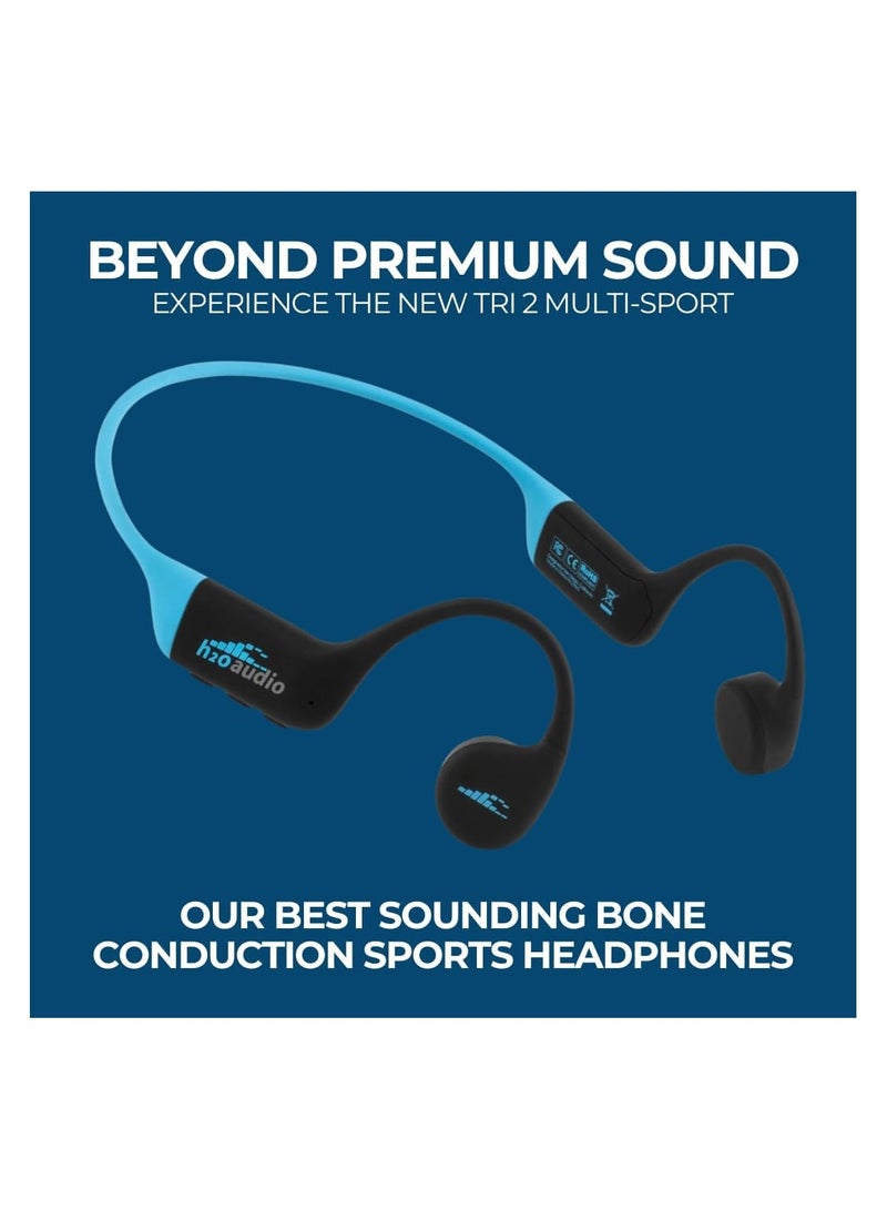 H2O Audio H2O TRI 2 Multi-Sport Headphones with BT & MP3 - Blue - Image 2