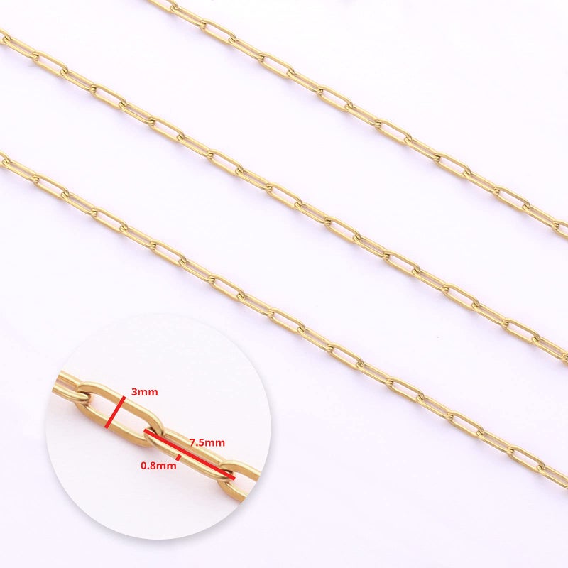 UMAOKANG 16.4 Feet Gold Stainless Steel Chains Bulk Cable Paperclip Necklace Chains Link Roll with Jump Rings Lobster Clasps Extender Chain for Jewelry Making - Image 5