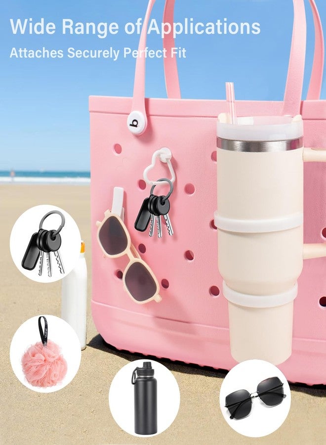 ليتغو طقم حامل أكواب ستانلي من ليتجو مع 4 خطافات، وسلسلة مفاتيح مع زينة، متوافق مع أكواب ستانلي سعة 30 أونصة و40 أونصة وحقائب حمل الشاطئ الجنوبية من بوغ باغ (أبيض) - Image 4