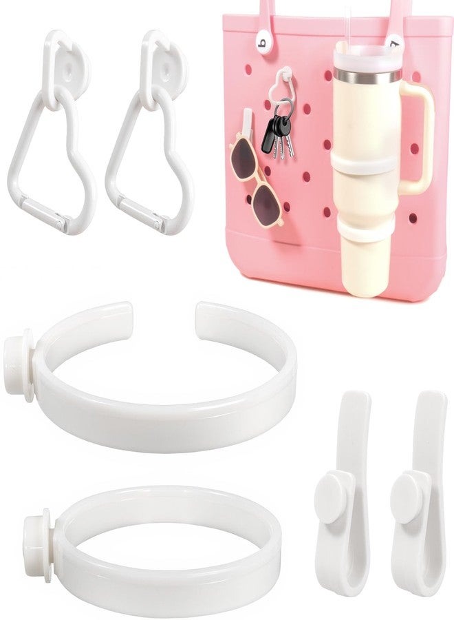 ليتغو طقم حامل أكواب ستانلي من ليتجو مع 4 خطافات، وسلسلة مفاتيح مع زينة، متوافق مع أكواب ستانلي سعة 30 أونصة و40 أونصة وحقائب حمل الشاطئ الجنوبية من بوغ باغ (أبيض) - Image 1