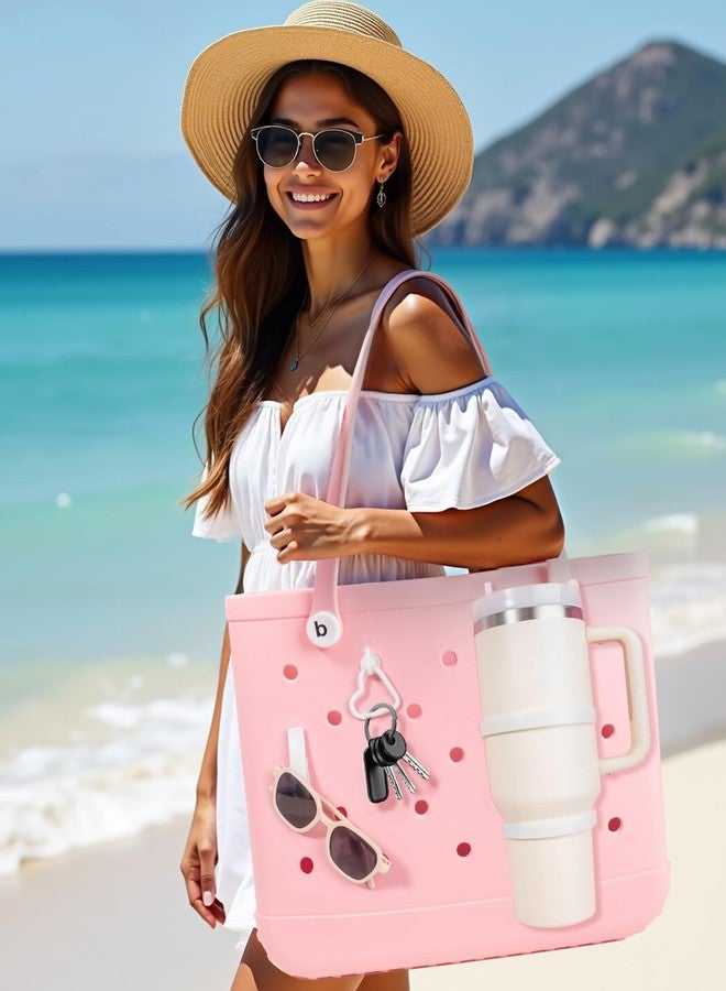 ليتغو طقم حامل أكواب ستانلي من ليتجو مع 4 خطافات، وسلسلة مفاتيح مع زينة، متوافق مع أكواب ستانلي سعة 30 أونصة و40 أونصة وحقائب حمل الشاطئ الجنوبية من بوغ باغ (أبيض) - Image 5